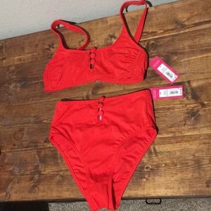 Xhilaration Red Button High Waist Bikini!